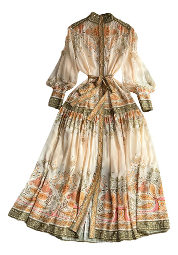Vestido Largo Elegante Con Estampado Casual Vintage Para Muj
