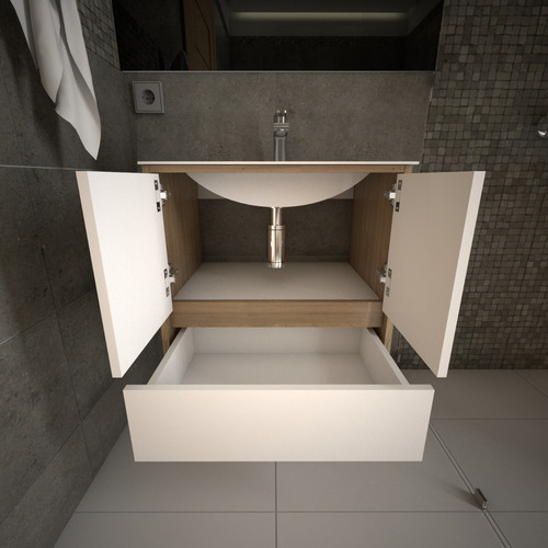 Imagen 5 de 9 de Vanitory Flotante Colgante Minimalista Mueble Baño C/ Mesada