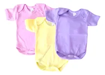 Comprar Pañaleros Set 3 Pzs Para Bebe Manga Corta Color Liso Ropa