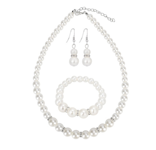NOBILITY Conjuntos de Pendientes de Perlas de imitación para la Boda Juegos de Joyas de Novia Collar para Las Mujeres joyería Elegante del Regalo del Partido 