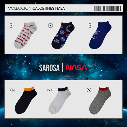 Set Calcetines Nasa Tines Estampados Pack X3 Mujer Hombre
