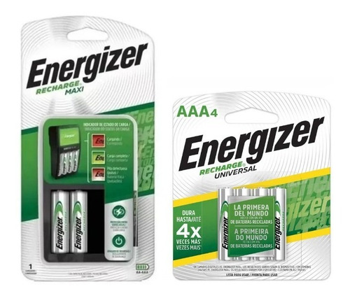 Cargador Energizer Maxi Y Baterias Recargables Aaa Combo Kit