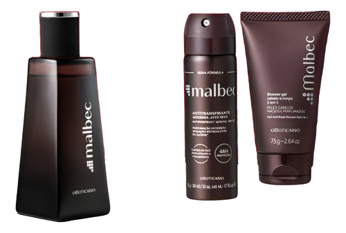 Kit Presente Perfume Masculino Boticario Malbec 3 Ítens Validade 05/2025