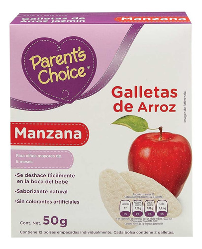 Parents Choice Galleta De Arroz Sabor Manzana 50 G