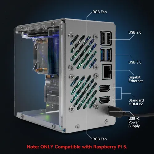 Sunfounder Pironman 5 Case For Raspberry Pi 5 Silver | MercadoLivre