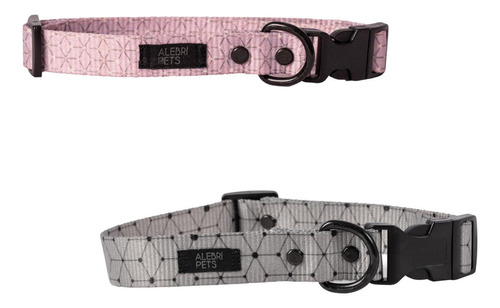 Set De Collar Para Perros Talla Mediana 2 Piezas Rosa Y Gris Tamaño Del Collar Mediano