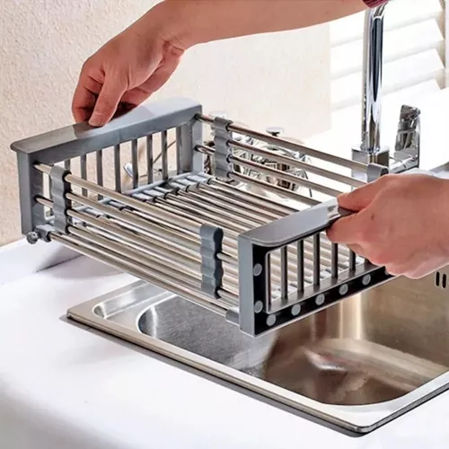 Escurridor Seca Platos Bacha Aluminio Inoxidable Organizador