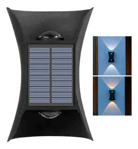 Luz Bidireccional Aplique Panel Led Solar Cálida Y Fría