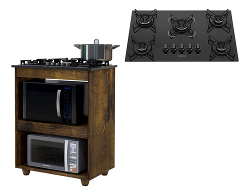 Kit Balcão Cooktop Turim Com Fogão 5 Bocas Itatiaia