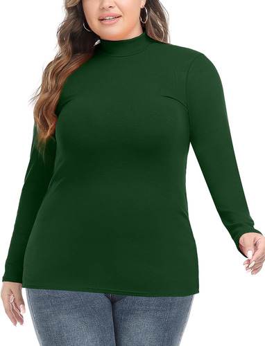 Womens Plus Size Tops Long Sleeve Lightweight Pullover Mock