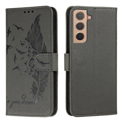 Funda De Teléfono Gris Con Estampado De Plumas Para Samsung