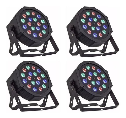 Pack X 4 Par Led Proton Tacho Rgb Dj Dmx Profesional 18 Leds