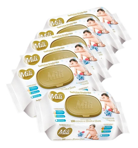 Kit 600 Toalhinhas Umedecidas Mili Love & Care Bebê Trocas