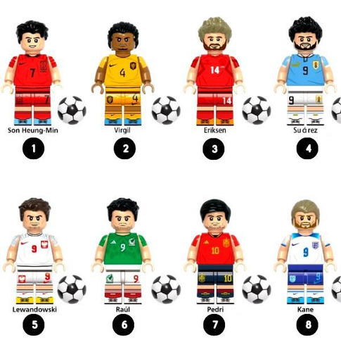 Futebol Brinquedo Copa Mundo Blocos Letsgo Kit 8 Bonecos Sb