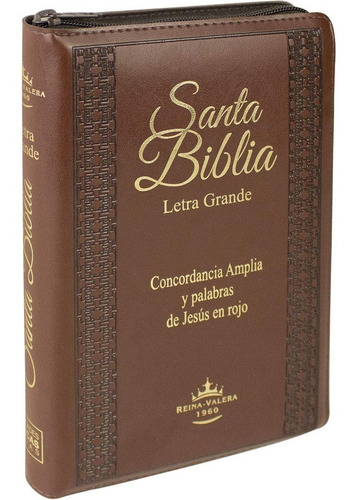 Imagen 1 de 3 de Biblia Reina Valera 1960 Letra Grande Pjr Simil Cuero Marrón