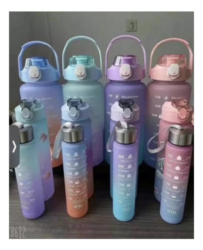 Botella motivacional de Fitness Academy, 3 unidades, 3 en 1, varios colores