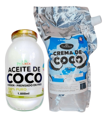 Aceite De Coco Puro 1000ml Y Crema 1200g Combo Promocion 