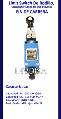 Sensor Micro Limit Switch Nc / No Me-8104 (Usado)