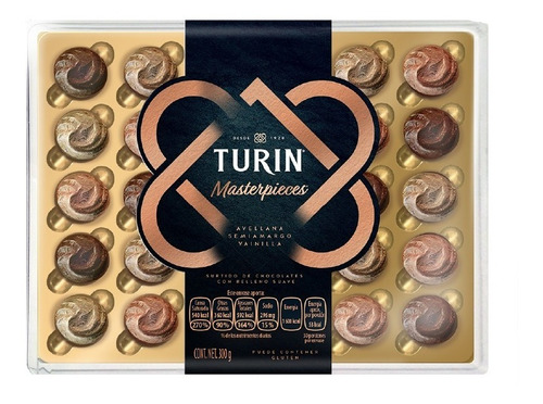 Chocolate Turín Masterpieces Surtido 3 Sabores 30 Pzas, 300g