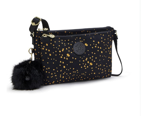 Bolsa Kipling Crossbody Mikaela Original Golden Night Puntos Dorado Negro