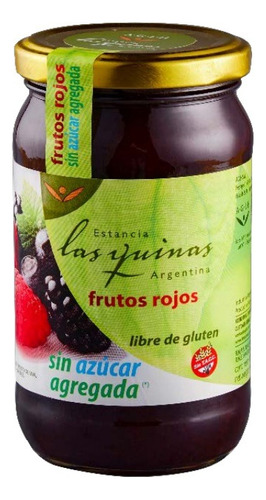 Mermelada Orgánica Las Quinas Sin Azucar, Frutos Rojos 420g 