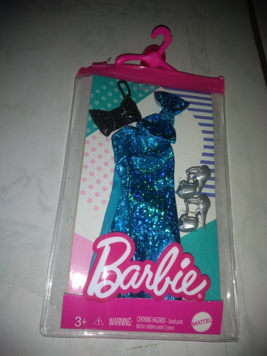 Barbie Accesorios Ropa Vestido Azul Satín Con Accesorios (Usado)