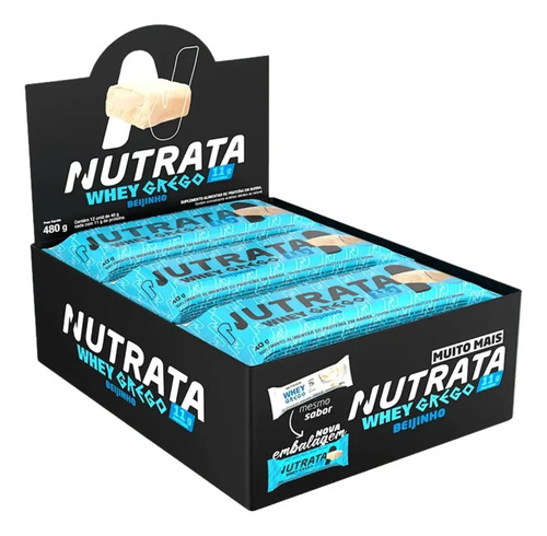 Nutrata Grego Barra De Proteina Sabores Deliciosa Cx 12x 55g Sabor Beijinho