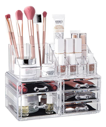 Organizador De Maquillaje Acrílico Multifunción Con Cajón K2 Blanco