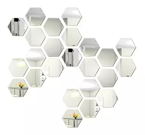 Adhesivo De Pared Hexagonal De Espejo Acrílico De 24 Piezas