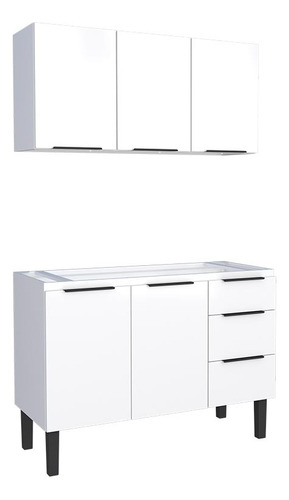 Cozinha Completa 120cm Aço Gabinete E Aéreo Jupter Cozimax