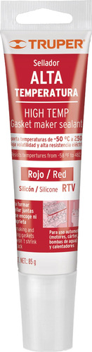 Silicona Alta Temperatura Hasta 300 Grados Color Rojo Truper