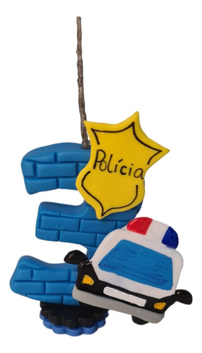 Vela Em Biscuit Policial Carro