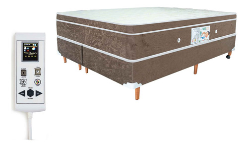 Cama Box Colchão Magnético Massageador Cromoterapia King Cor Marrom