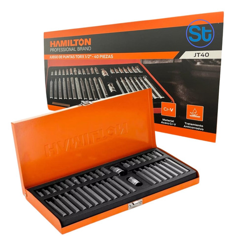 Juego Set  Puntas Torx Multiestria 40 Pz Caja Cv Hamilton