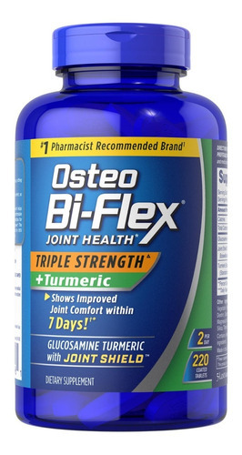 Osteo Bi Flex Glucosamina Hci + Turmeric Cúrcuma 220 Tablets Sabor Sin Sabor