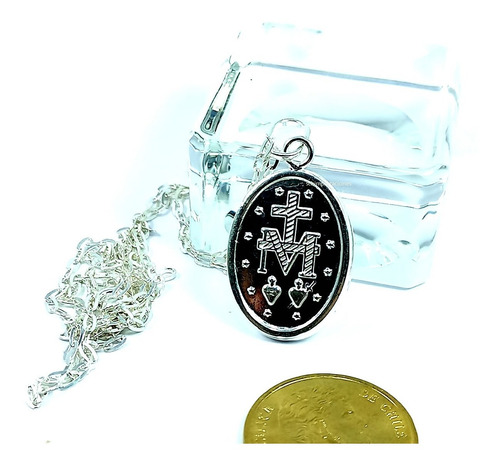 Imagen 7 de 9 de Virgen María De Plata 925 - Milagrosa + Cadena Plata + Caja