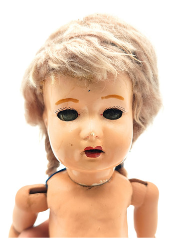 Muñeca Antigua De Madera Pasta Eidema - Juguete (Usado)