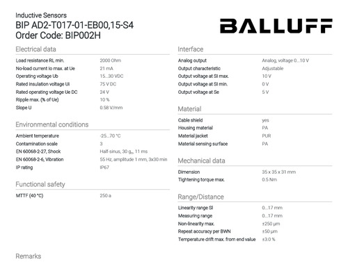 Sensor Transmission Balluff Bip002h Ad2-t017-01-ep00,15-s4