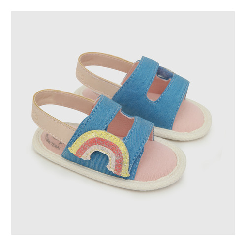 Sandalia De Niña Con Velcro Arcoiris Azul (14 A 18)