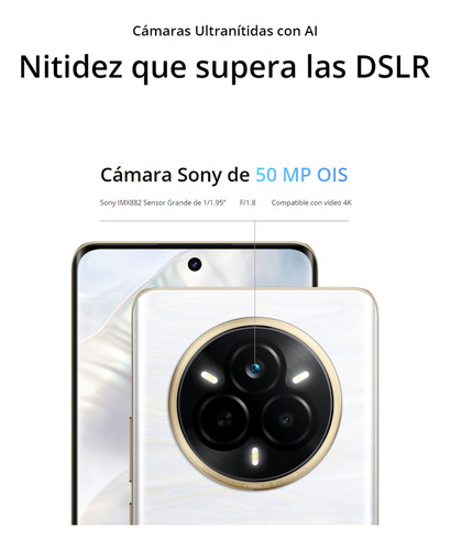 Realme 14 Pro 5g 8 Gb Ram 256 Gb Rom 6.77'' Oled 120hz Dimensity 7300 Energy Cámara Sony Imx882 Ois 50mp Batería 6000mah Ip66/68/69 Blanco