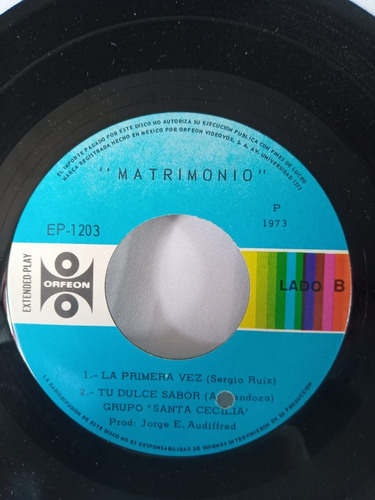Ep Y Single - Grupo Sta Cecilia - Matrimonio Y Clara - 1973 (Usado)