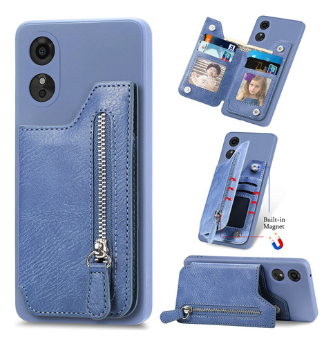 B Funda De Piel Tipo Cartera Con Cierre Para Tarjetas Tipo