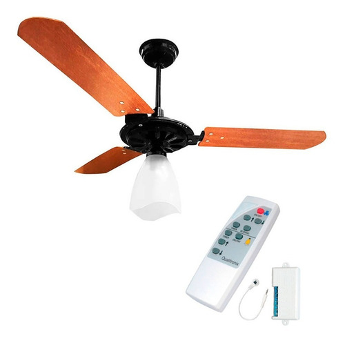 Ventilador De Teto Ventex Yris 3 Pás Mdf 1.1m C/ Controle Pás Preto/mogno 220v