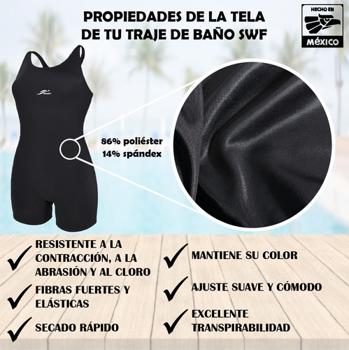 Traje De Baño Body Licra Kit Aquashoes Goggles Swf Negro 42