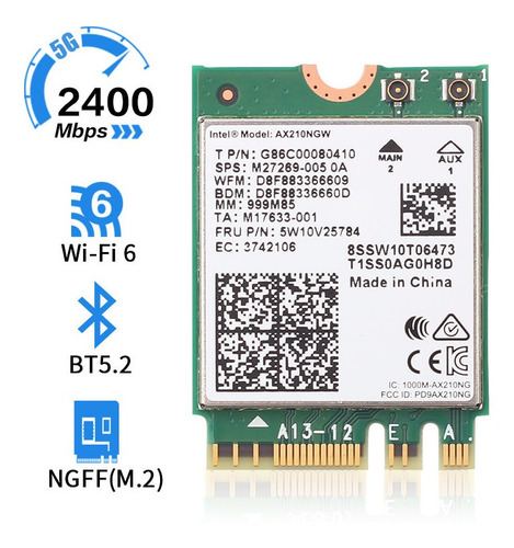 Aumente Velocidad Tarjeta Wifi 6e M.2 Intel Ax210ngw 3ban