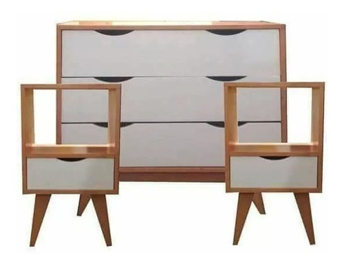 Imagen 4 de 9 de Mesa De Luz Nordica Vintage Escandinava Madera Lustrada 1caj