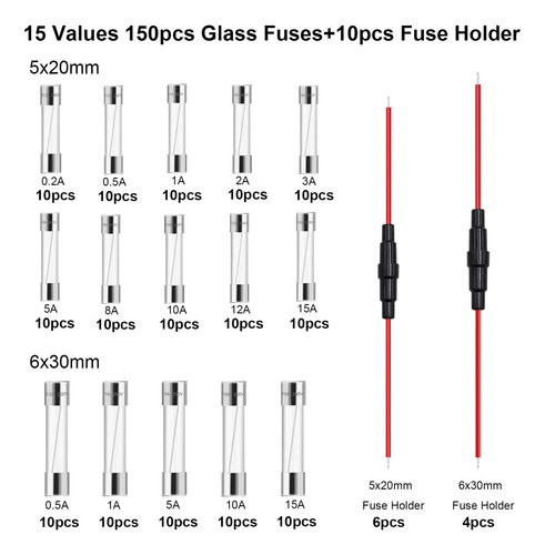10 Piezas De Portafusibles Tipo Tornillo De 5x20mm/6x30...