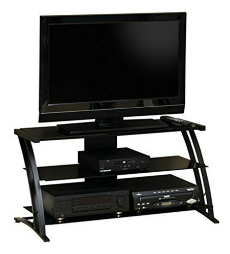 Sauder Soporte De Tv, Color Negro, Acero Negro - Vidrio Temp