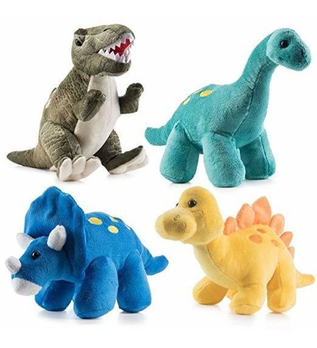 Prextex Alto Qulity Felpa Dinosaurios Paquete De 4 10 '' Gra