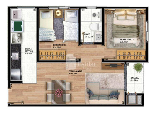 Apartamento 02 Quartos No Iguaçu, Araucária - Ap3422